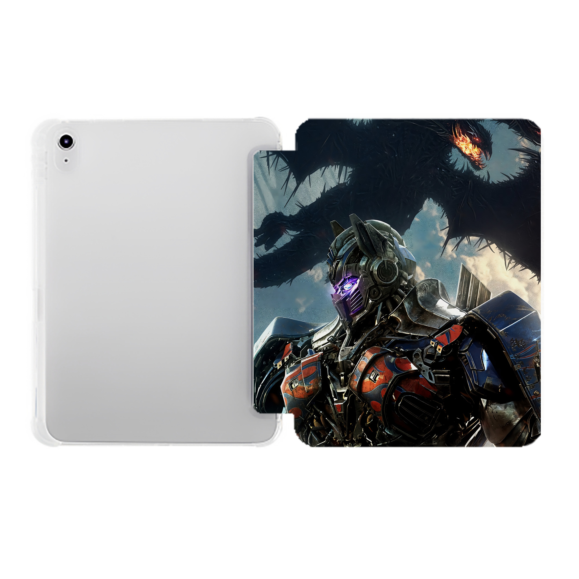 （画像用） Transformers トランスフォーマー IPad ケース ペン収納付き 三つ折りスタンド PUレザー×シリコン 対応機種9.5/10.5/10.9インチ